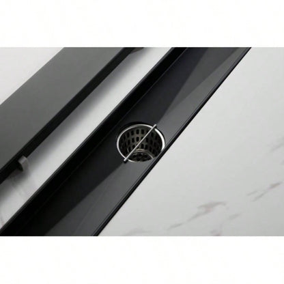 24 Inches Linear Shower Drain with Removable Cover, 304 Stainless Shower Drain Included Hair Strainer and Leveling Feet, Flange