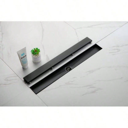 24 Inches Linear Shower Drain with Removable Cover, 304 Stainless Shower Drain Included Hair Strainer and Leveling Feet, Flange