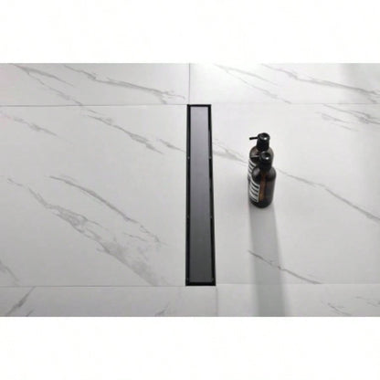 28 Inches Linear Shower Drain with Removable Cover, 304 Stainless Shower Drain Included Hair Strainer and Leveling Feet, Flange
