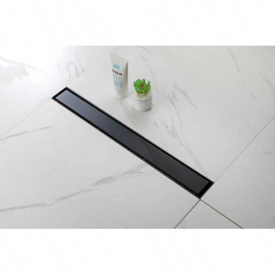 24 Inches Linear Shower Drain with Removable Cover, 304 Stainless Shower Drain Included Hair Strainer and Leveling Feet, Flange