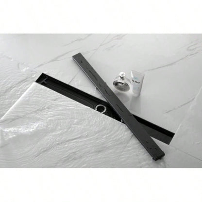 30 Inches Linear Shower Drain with Removable Cover, 304 Stainless Shower Drain Included Hair Strainer and Leveling Feet, Flange
