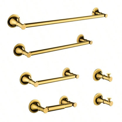 6 Piece Brass Bathroom Towel Rack Set Wall Mount