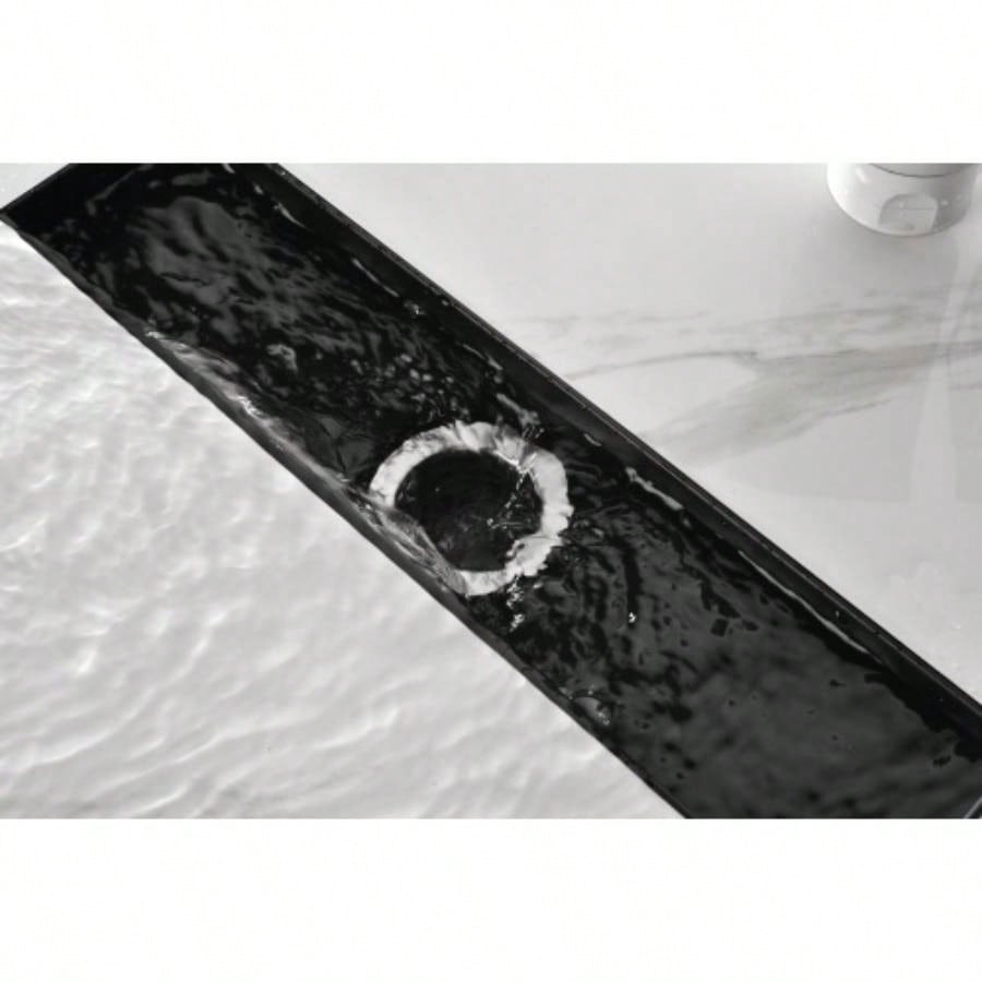 12 Inches Linear Shower Drain with Removable Quadrato Pattern Grate, 304 Stainless Shower Drain Included Hair Strainer and Leveling Feet, Flange