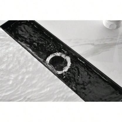 12 Inches Linear Shower Drain with Removable Quadrato Pattern Grate, 304 Stainless Shower Drain Included Hair Strainer and Leveling Feet, Flange