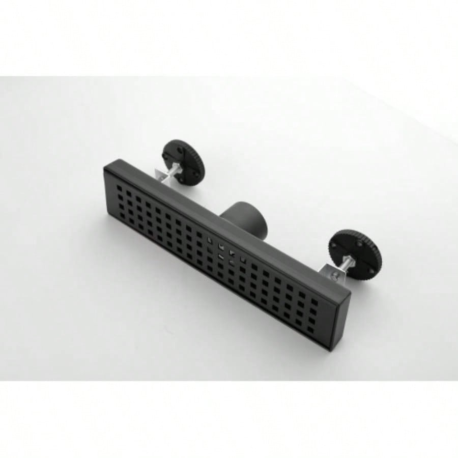 12 Inches Linear Shower Drain with Removable Quadrato Pattern Grate, 304 Stainless Shower Drain Included Hair Strainer and Leveling Feet, Flange