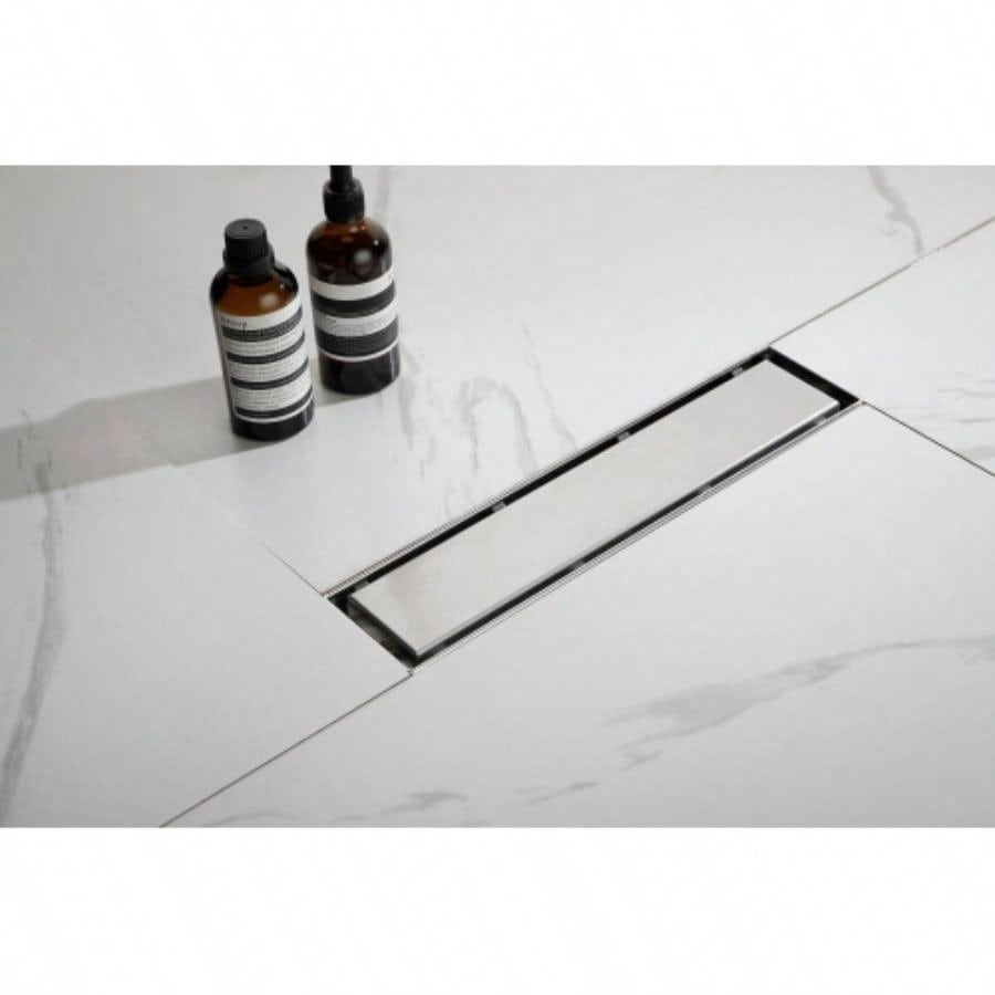 12 Inches Linear Shower Drain, Included Hair Strainer and Leveling Feet, Flange