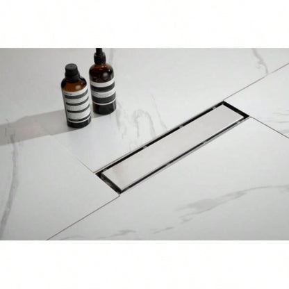 12 Inches Linear Shower Drain, Included Hair Strainer and Leveling Feet, Flange