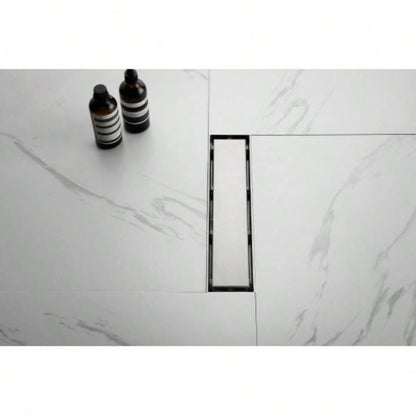 12 Inches Linear Shower Drain, Included Hair Strainer and Leveling Feet, Flange