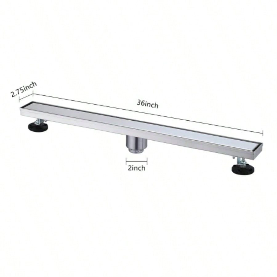 36 Inches Linear Shower Drain, Included Hair Strainer and Leveling Feet