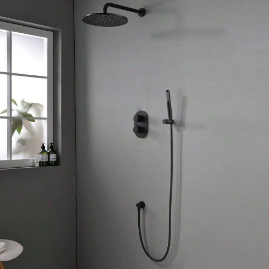 Rainfall Handheld Spray, In - Wall Installation, Anti - Corrosion Brass Body304 Stainless Steel, Modern Bathroom FixtureMatte Black