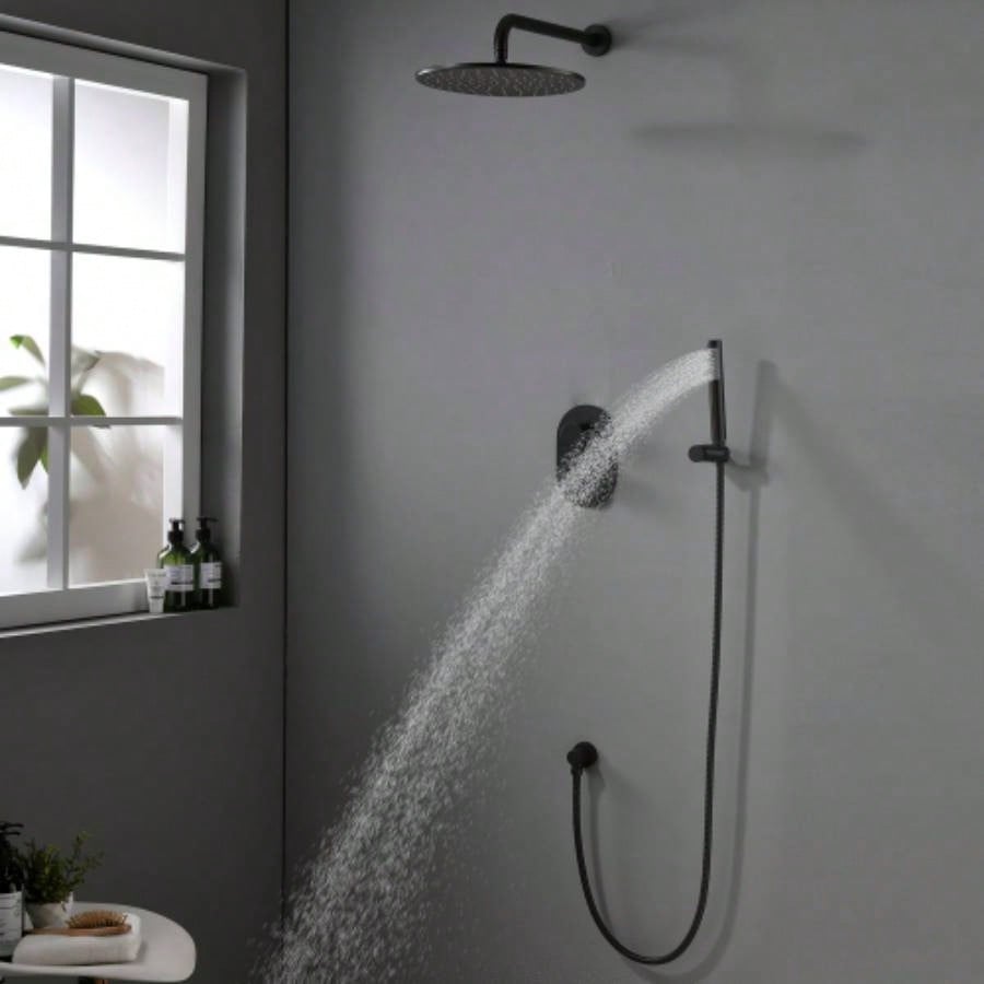 Rainfall Handheld Spray, In - Wall Installation, Anti - Corrosion Brass Body304 Stainless Steel, Modern Bathroom FixtureMatte Black