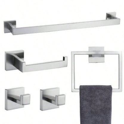 5 Pieces Bathroom Hardware Accessories Set Towel Bar Set Wall Mounted, Stainless Steel
