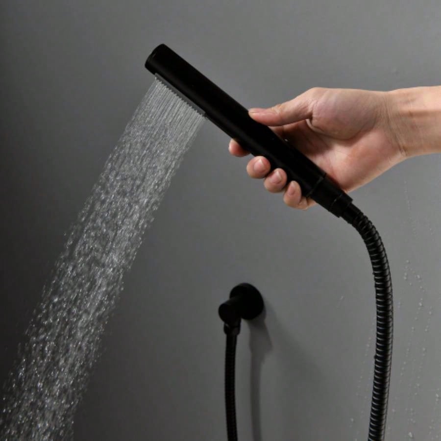 Rainfall Handheld Spray, In - Wall Installation, Anti - Corrosion Brass Body304 Stainless Steel, Modern Bathroom FixtureMatte Black