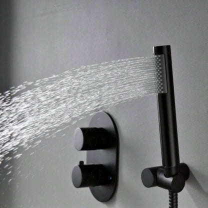 Rainfall Handheld Spray, In - Wall Installation, Anti - Corrosion Brass Body304 Stainless Steel, Modern Bathroom FixtureMatte Black