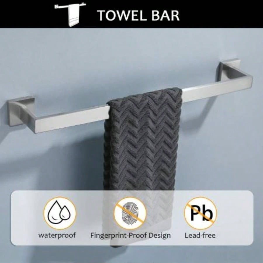 5 Pieces Bathroom Hardware Accessories Set Towel Bar Set Wall Mounted, Stainless Steel