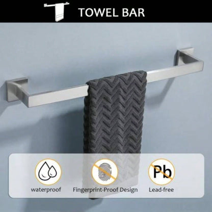 5 Pieces Bathroom Hardware Accessories Set Towel Bar Set Wall Mounted, Stainless Steel