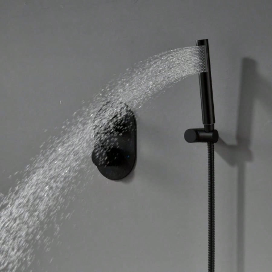 Rainfall Handheld Spray, In - Wall Installation, Anti - Corrosion Brass Body304 Stainless Steel, Modern Bathroom FixtureMatte Black