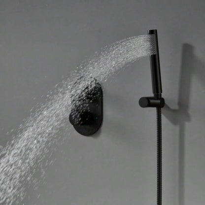 Rainfall Handheld Spray, In - Wall Installation, Anti - Corrosion Brass Body304 Stainless Steel, Modern Bathroom FixtureMatte Black