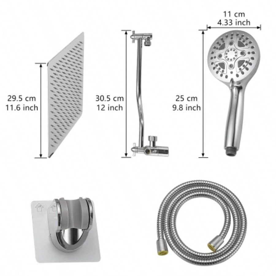shower System 12 Inch Bathroom Luxury Rain Mixer Shower Combo Set Wall Mounted Rainfall Shower and Handheld System Shower Faucet Set