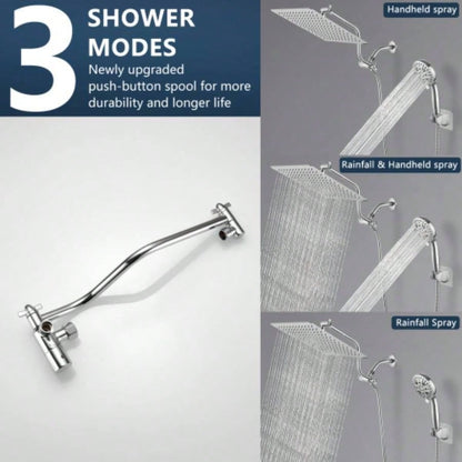 shower System 12 Inch Bathroom Luxury Rain Mixer Shower Combo Set Wall Mounted Rainfall Shower and Handheld System Shower Faucet Set
