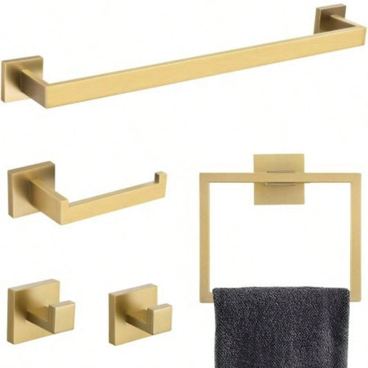 5 Pieces Bathroom Hardware Accessories Set Towel Bar Set Wall Mounted, Stainless Steel