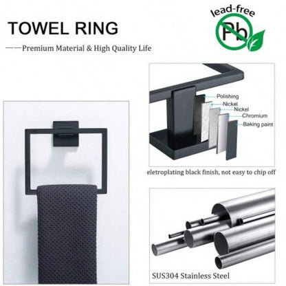 5 Pieces Bathroom Hardware Accessories Set Towel Bar Set Wall Mounted, Stainless Steel