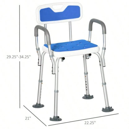 HOMCOM EVA Padded Shower Chair with Arms and Back, Bath with Adjustable Height, Anti - slip Shower Seniors and Disabled, - Assembly, 299lbs
