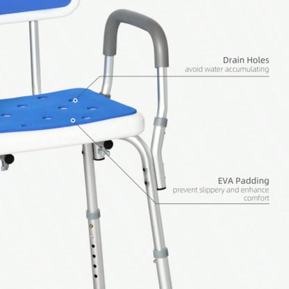HOMCOM EVA Padded Shower Chair with Arms and Back, Bath with Adjustable Height, Anti - slip Shower Seniors and Disabled, - Assembly, 299lbs