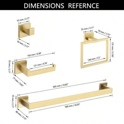 5 Pieces Bathroom Hardware Accessories Set Towel Bar Set Wall Mounted, Stainless Steel