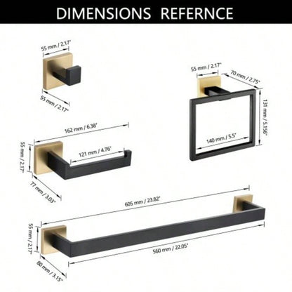 5 Pieces Bathroom Hardware Accessories Set Towel Bar Set Wall Mounted, Stainless Steel