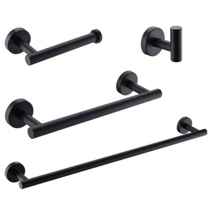 4 - Pieces Matte Black Bathroom Accessories Set, Stainless Steel Bathroom Hardware Set, Bath Towel Bar Set, Towel Racks Bathroom Wall Mounted.