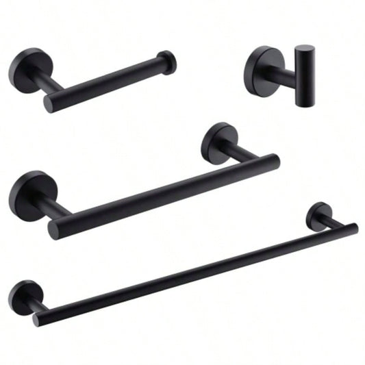 4 - Pieces Matte Black Bathroom Accessories Set, Stainless Steel Bathroom Hardware Set, Bath Towel Bar Set, Towel Racks Bathroom Wall Mounted.