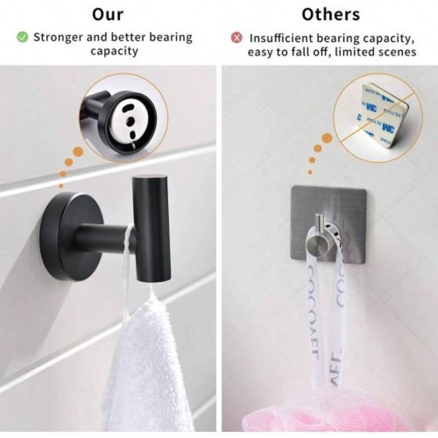 4 - Pieces Matte Black Bathroom Accessories Set, Stainless Steel Bathroom Hardware Set, Bath Towel Bar Set, Towel Racks Bathroom Wall Mounted.