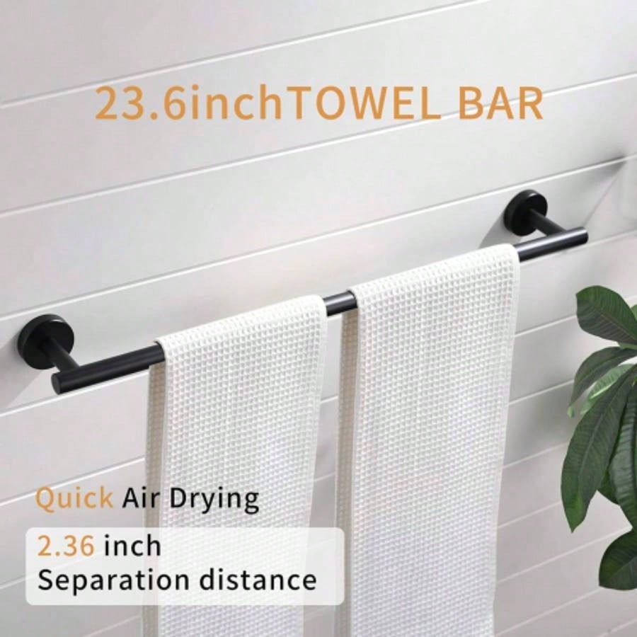 4 - Pieces Matte Black Bathroom Accessories Set, Stainless Steel Bathroom Hardware Set, Bath Towel Bar Set, Towel Racks Bathroom Wall Mounted.