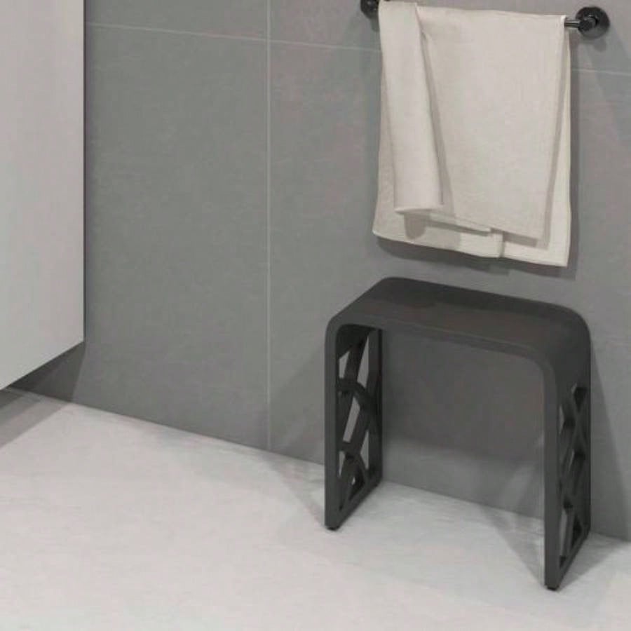 Solid Surface Shower Stool - Matte Black