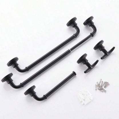 Bathroom Hardware Set Black 4 - Pieces Bathroom Towel Rack 24 Inches Adjustable Bathroom Accessories Set