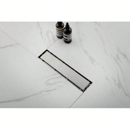12 Inch Linear Shower Drain with Removable Cover, 304 Stainless Steel Shower Floor Drain with Hair Strainer and Leveling Feet
