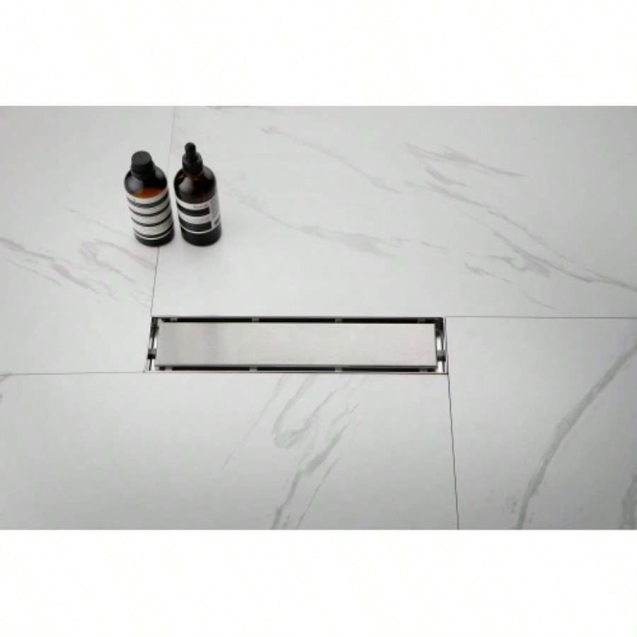 12 Inch Linear Shower Drain with Removable Cover, 304 Stainless Steel Shower Floor Drain with Hair Strainer and Leveling Feet