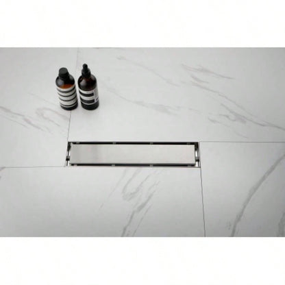 12 Inch Linear Shower Drain with Removable Cover, 304 Stainless Steel Shower Floor Drain with Hair Strainer and Leveling Feet