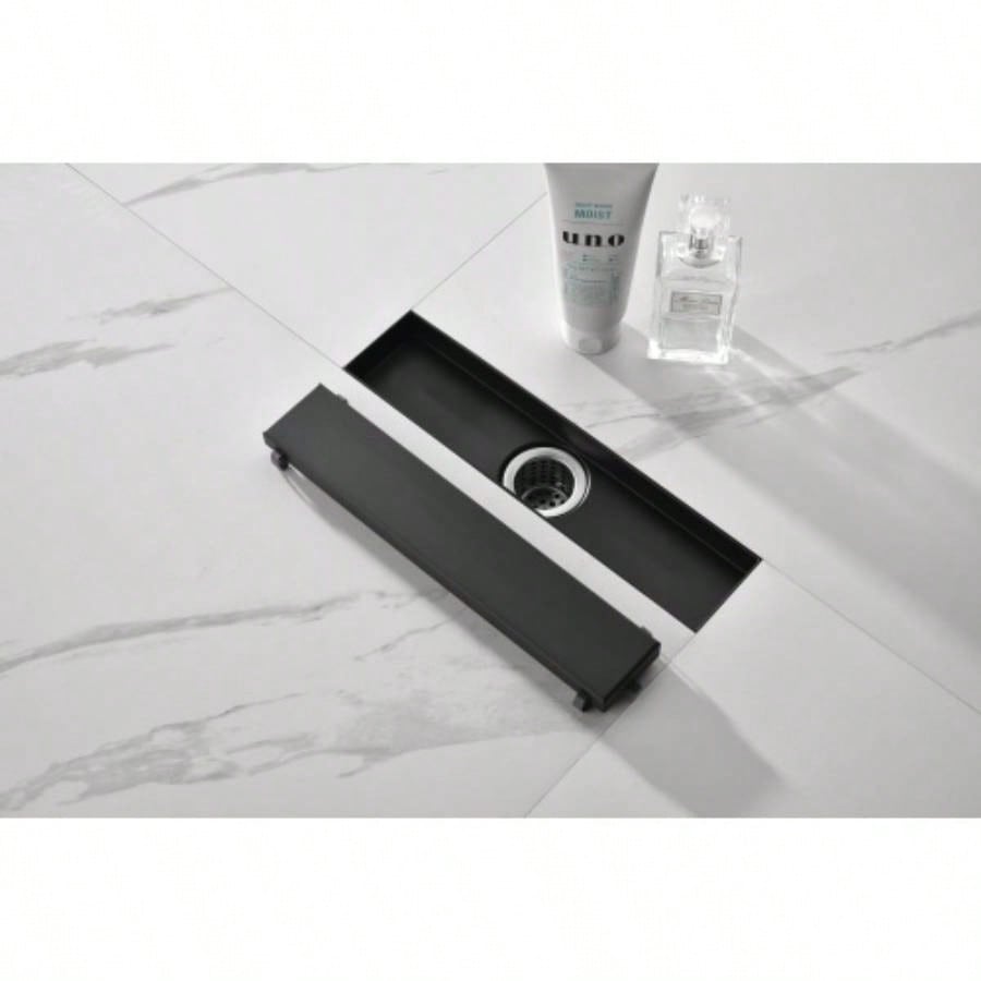 12 Inches Linear Shower Drain with Removable Cover, 304 Stainless Shower Drain Included Hair Strainer and Leveling Feet