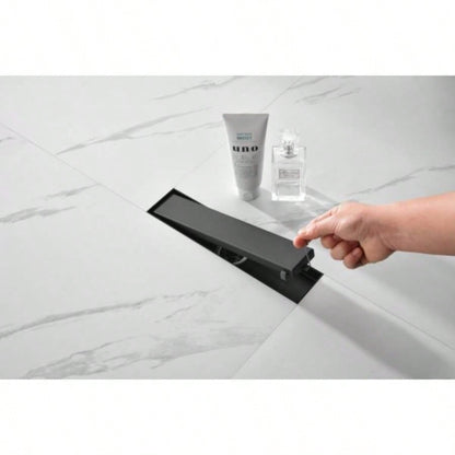 12 Inches Linear Shower Drain with Removable Cover, 304 Stainless Shower Drain Included Hair Strainer and Leveling Feet