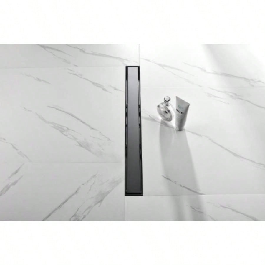 30 Inches Linear Shower Drain with Removable Cover, 304 Stainless Shower Drain Included Hair Strainer and Leveling Feet, Flange