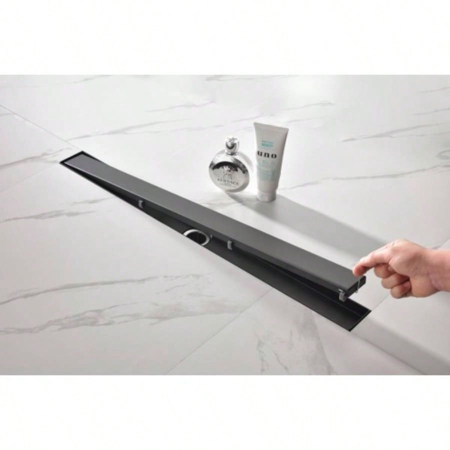 30 Inches Linear Shower Drain with Removable Cover, 304 Stainless Shower Drain Included Hair Strainer and Leveling Feet, Flange