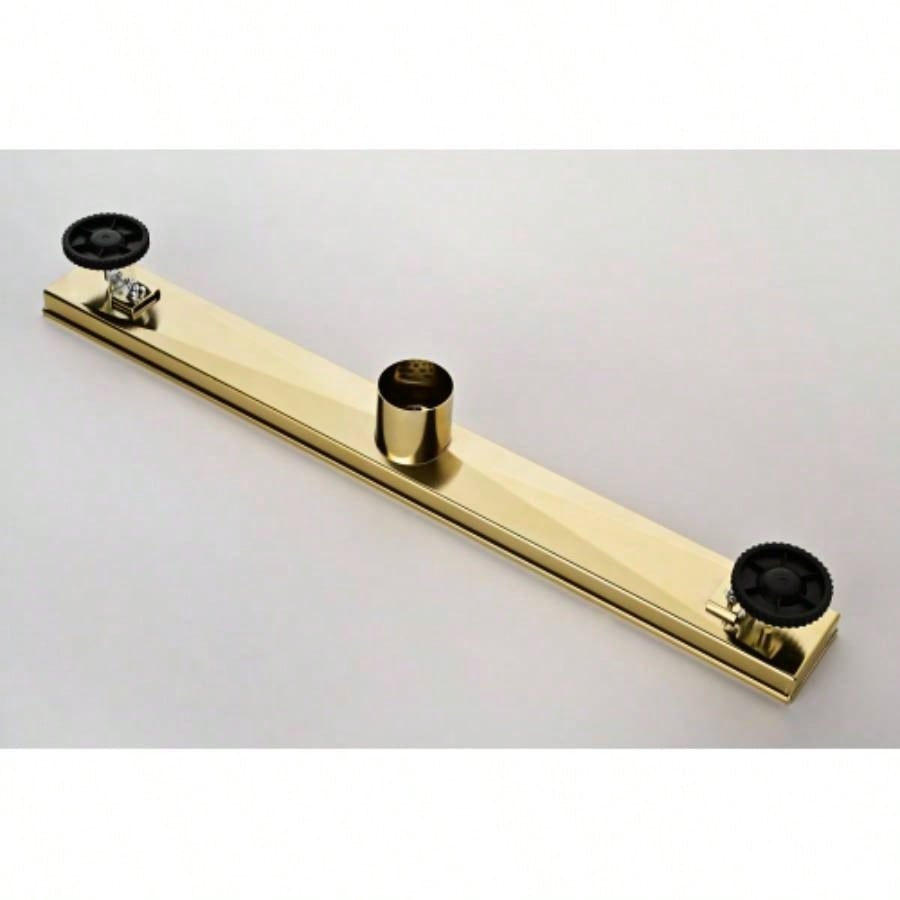 24 Inch Linear Shower Drain with Removable Quadrato Pattern Grate Cover, 304 Stainless Steel Shower Floor Drain with Hair Strainer and Leveling Feet