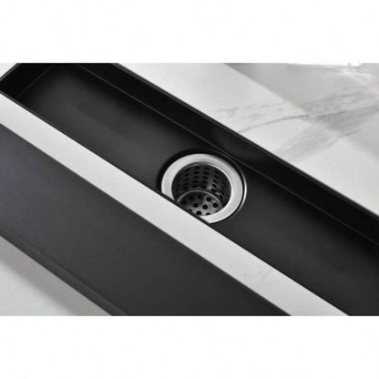 12 Inches Linear Shower Drain with Removable Cover, 304 Stainless Shower Drain Included Hair Strainer and Leveling Feet
