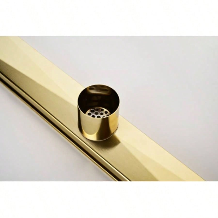 24 Inch Linear Shower Drain with Removable Quadrato Pattern Grate Cover, 304 Stainless Steel Shower Floor Drain with Hair Strainer and Leveling Feet