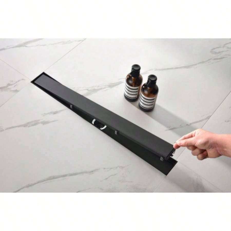 28 Inches Linear Shower Drain with Removable Cover, 304 Stainless Shower Drain Included Hair Strainer and Leveling Feet
