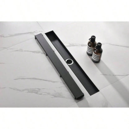 28 Inches Linear Shower Drain with Removable Cover, 304 Stainless Shower Drain Included Hair Strainer and Leveling Feet, Flange
