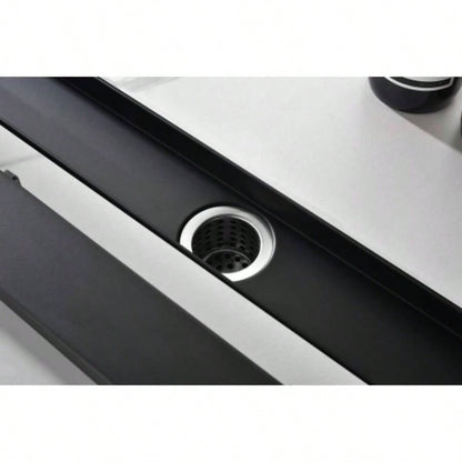 28 Inches Linear Shower Drain with Removable Cover, 304 Stainless Shower Drain Included Hair Strainer and Leveling Feet, Flange