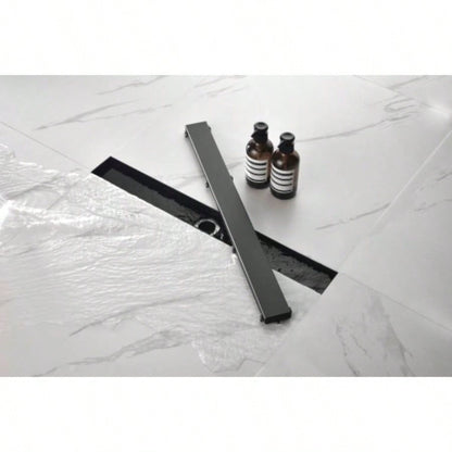 28 Inches Linear Shower Drain with Removable Cover, 304 Stainless Shower Drain Included Hair Strainer and Leveling Feet